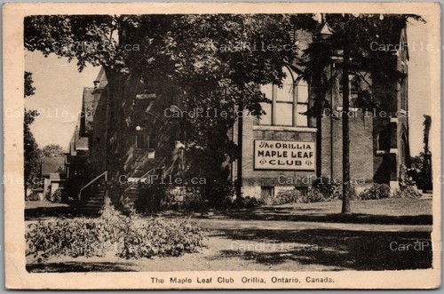 Postcard Orillia Ontario c1944 The Maple Leaf Club to Philadelphia PA