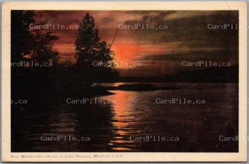 Postcard Windermere Ontario c1950 Windermere House Lake Rosseau Muskoka Sunset