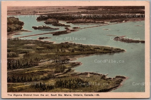 Postcard Sault Ste. Marie Ontario c1930s The Algoma District from the Air