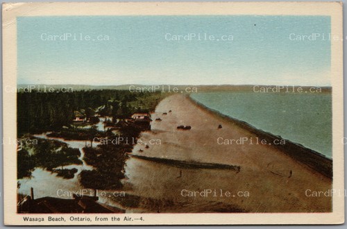 Postcard Wasaga Beach Ontario 1930s From the Air Aerial View Beach Simcoe County