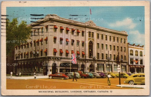 Postcard London Ontario c1950 CDS Machine Cancel Inverted Year