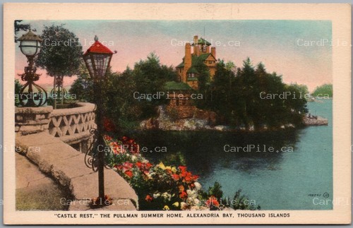 Postcard Alexandria Bay New York c1930s Castle Rest Pullman Summer Home 1000 Isl