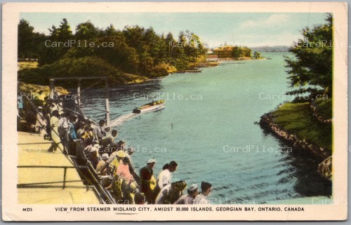 Postcard Georgian Bay Ontario 1947 View From Steamer Midland City 30000 Islands