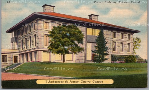 Postcard Ottawa Ontario c1940s French Embassy L'Ambassade de France
