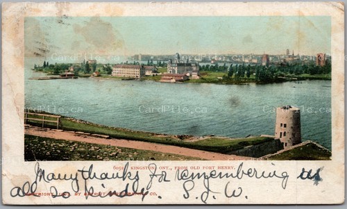 Postcard Kingston Ontario 1904 From Old Fort Henry CDS Cancel to New Brunswick