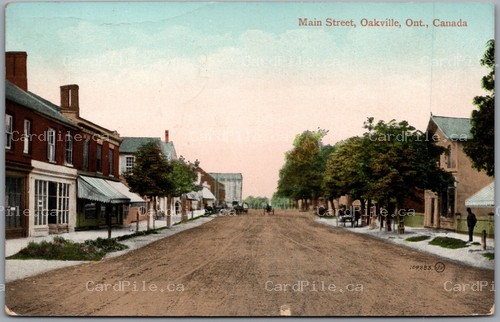Postcard Oakville Ontario 1910 Main Street Split Ring Cancel Lovett ONT