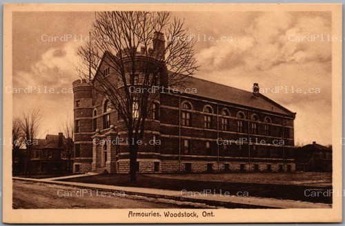 Postcard Woodstock Ontario c1910s Armouries Oxford County ISC Picton