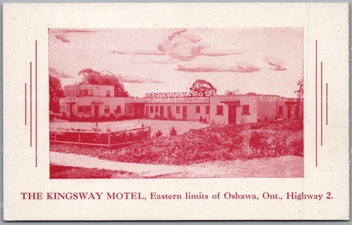 Postcard Oshawa Ontario c1940s The Kingsway Motel Highway 2 Roadside