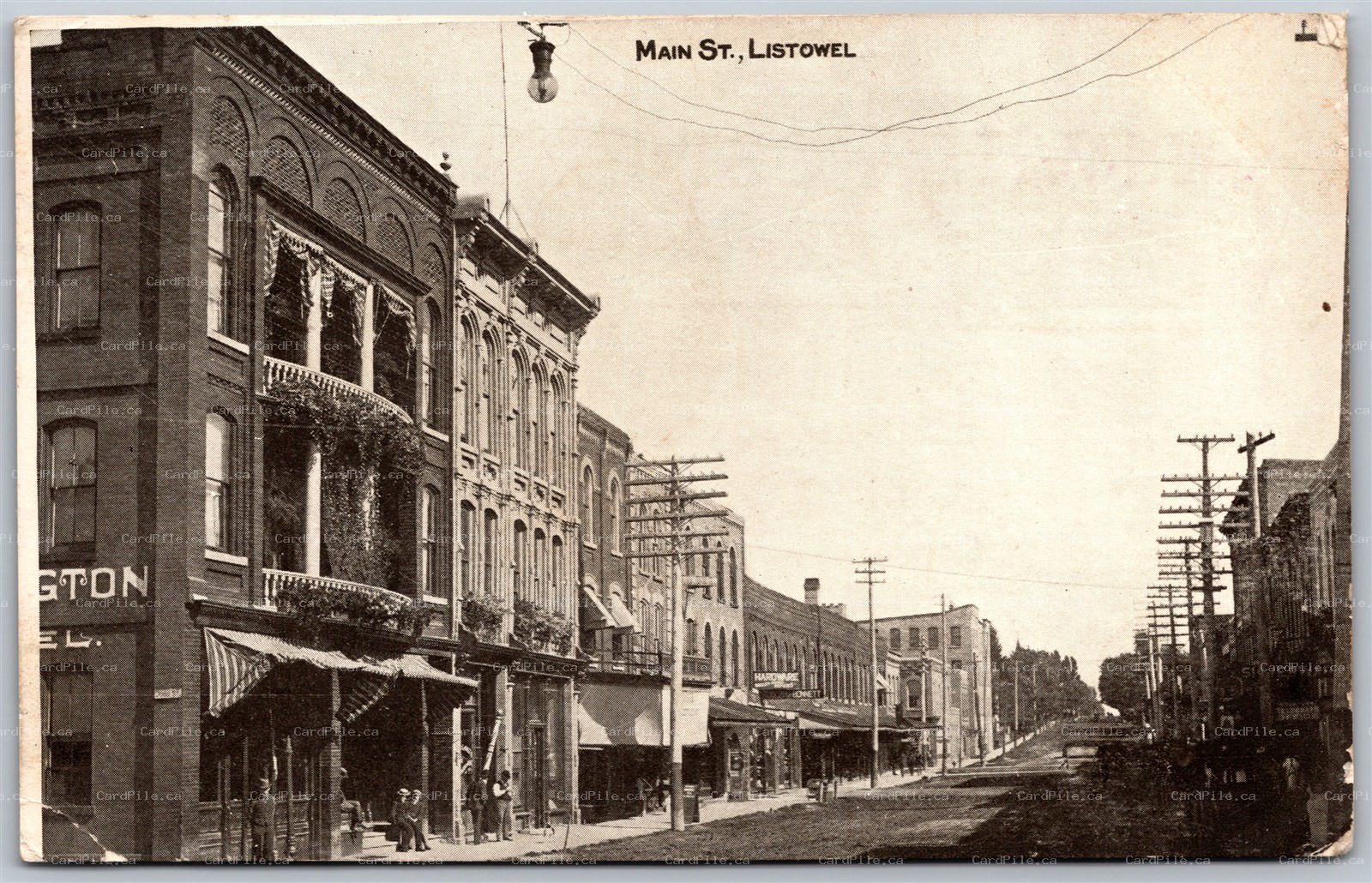 Postcard Listowel Ontario c1906 Main Street Shops Signs Perth County