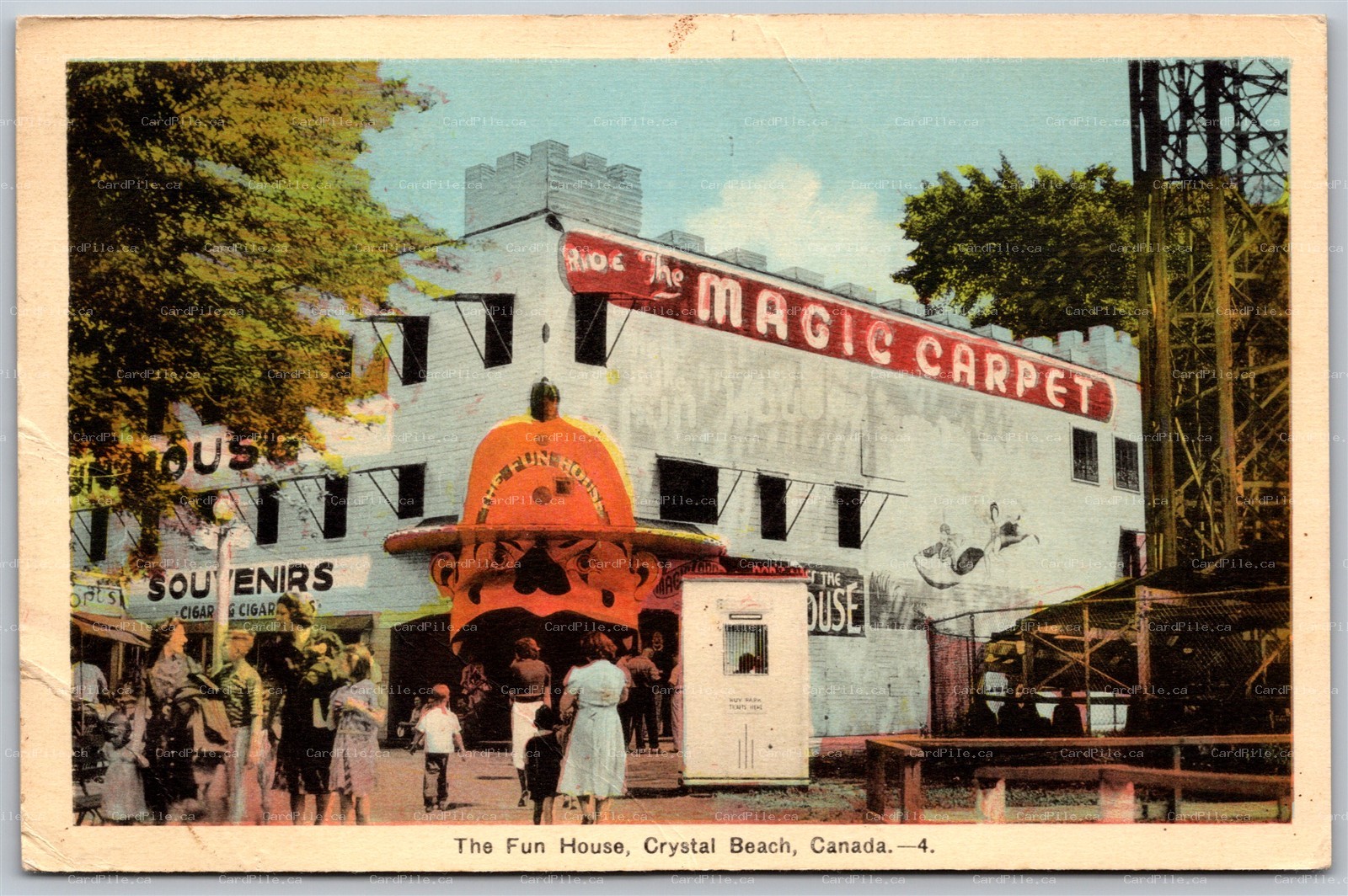 Postcard Crystal Beach Ontario c1942 The Fun House Magic Carpet by F. H. Leslie