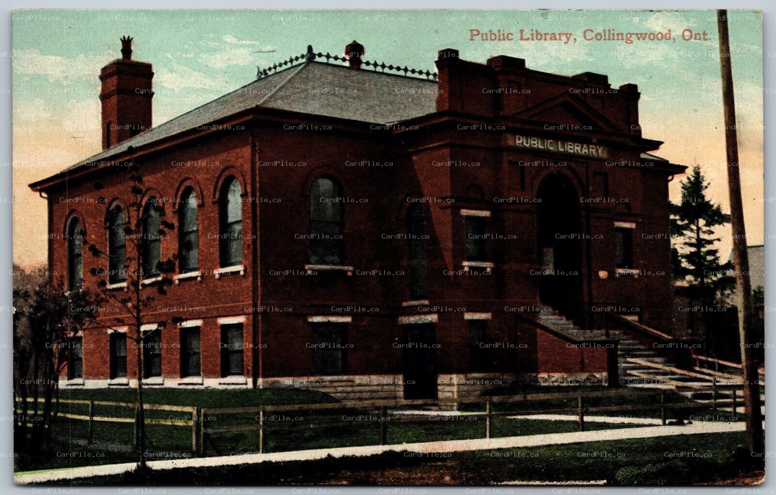 Postcard Collingwood Ontario c1945 Public Library Simcoe County