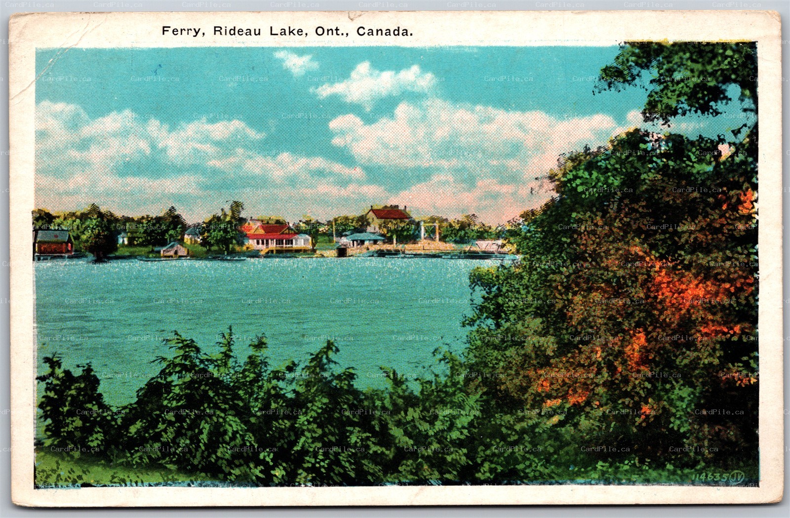 Postcard Rideau Lake Ontario c1930s Ferry Leeds and Grenville United Counties