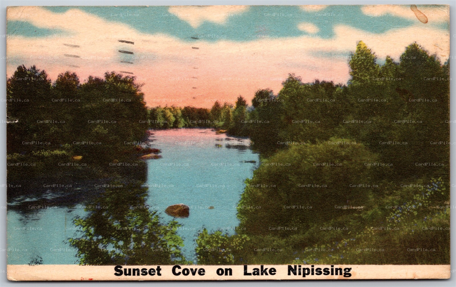 Postcard Lake Nipissing Ontario c1955 Sunset Cove Scenic Parry Sound District