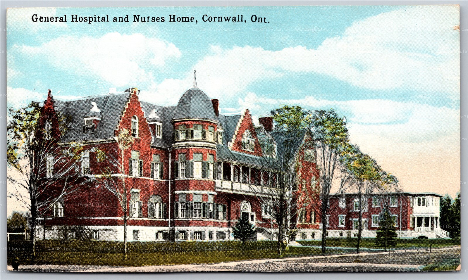 Postcard Cornwall Ontario c1910s General Hospital and Nurses Home