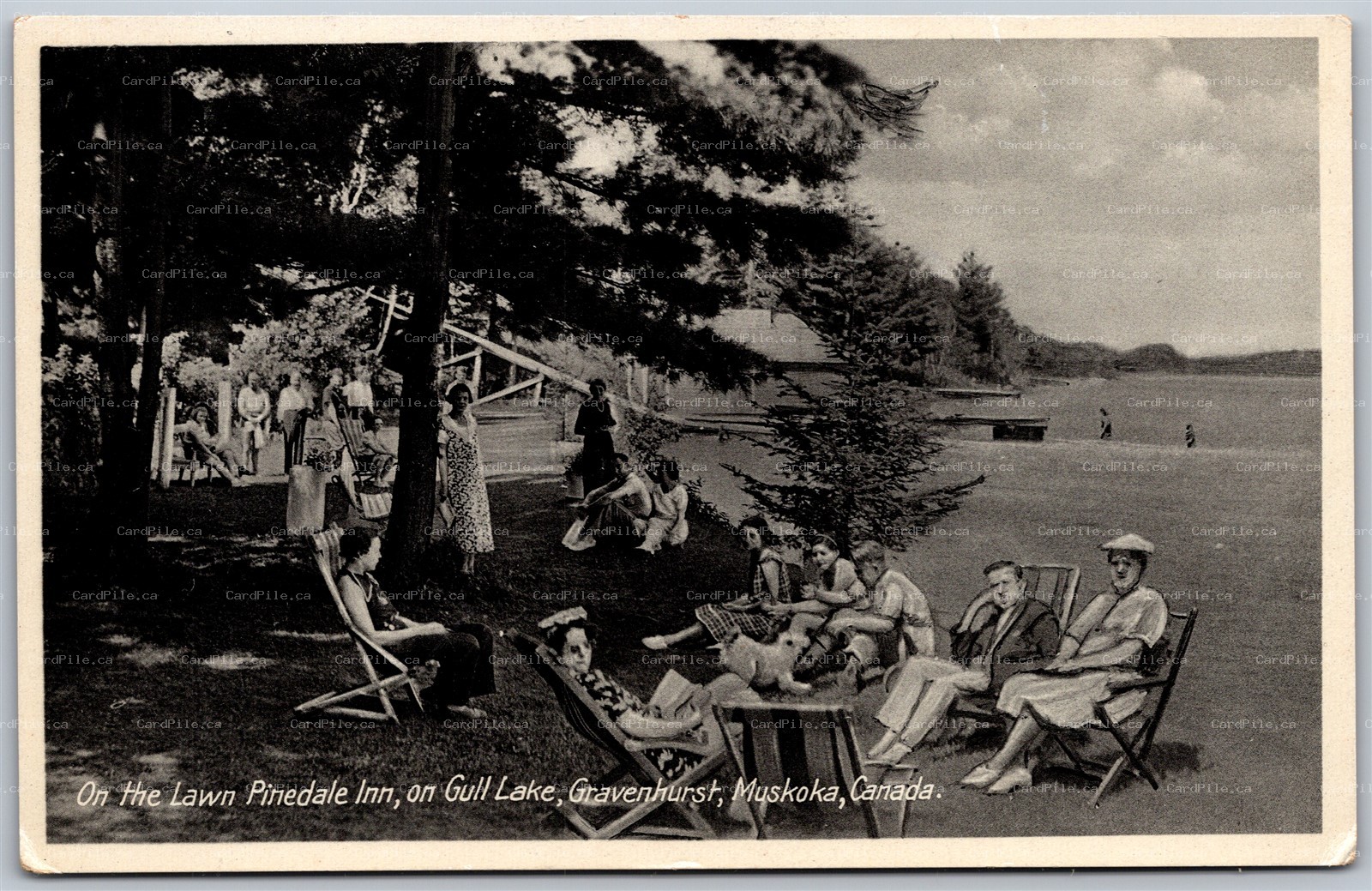 Postcard Gravenhurst Ontario On The Lawn Pinedale Inn on Gull Lake by Evans