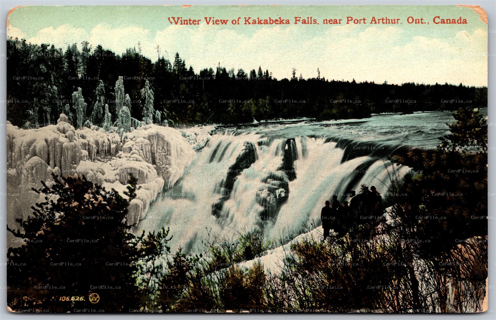 Postcard Kakabeka Falls near Port Arthur Ontario c1911 Winter View of Waterfall