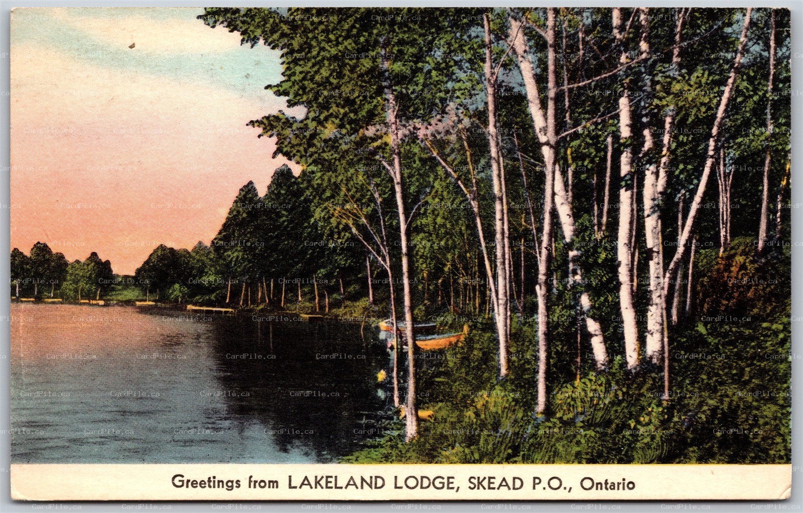 Postcard c1940s Greetings From Lakeland Lodge Skead Ontario Sudbury District