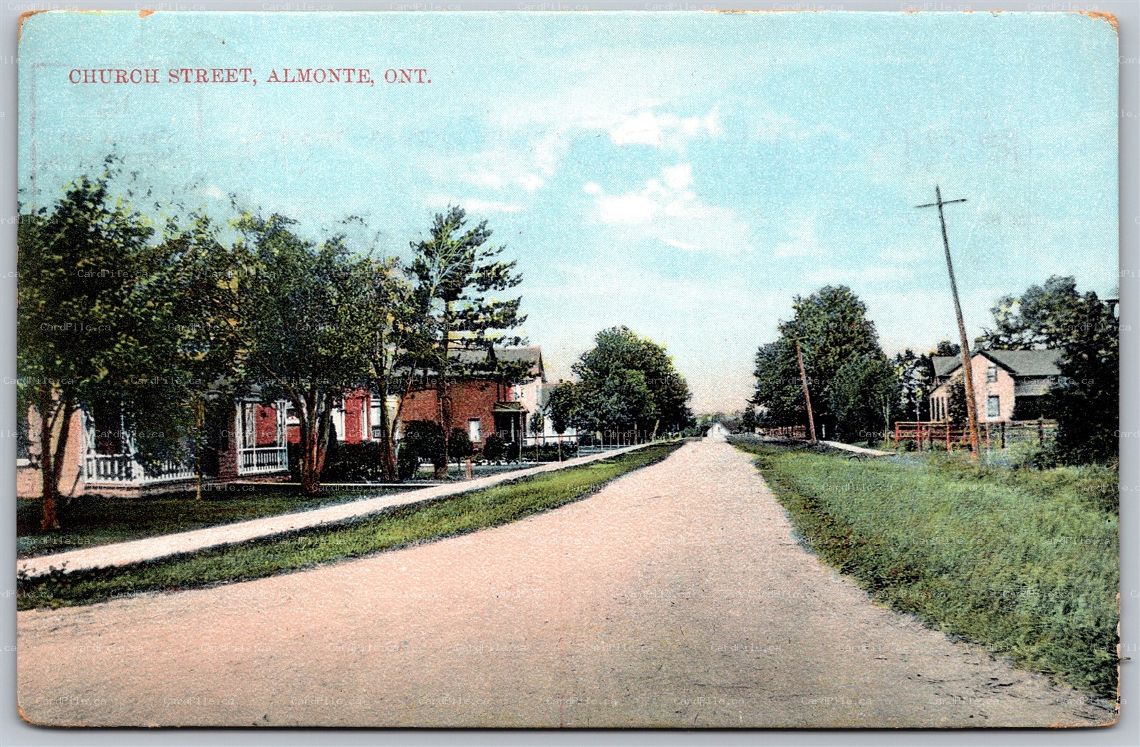 Postcard Almonte Ontario c1908 Church Street Lanark County by M. R. MacFarlane