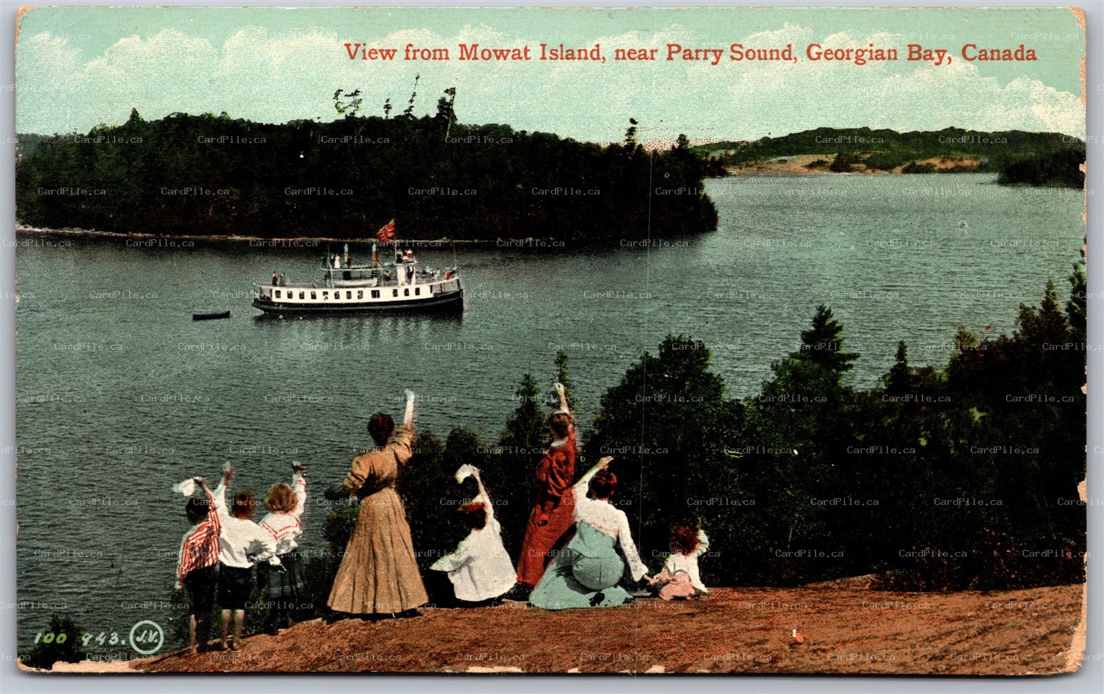 Postcard Georgian Bay Pntario c1910 View From Mowat Island Parry Sound Steamer