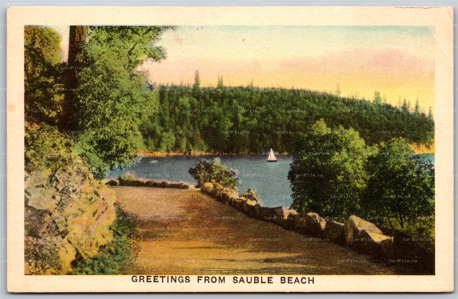 Postcard Greetings From Sauble Beach Ontario Bruce County