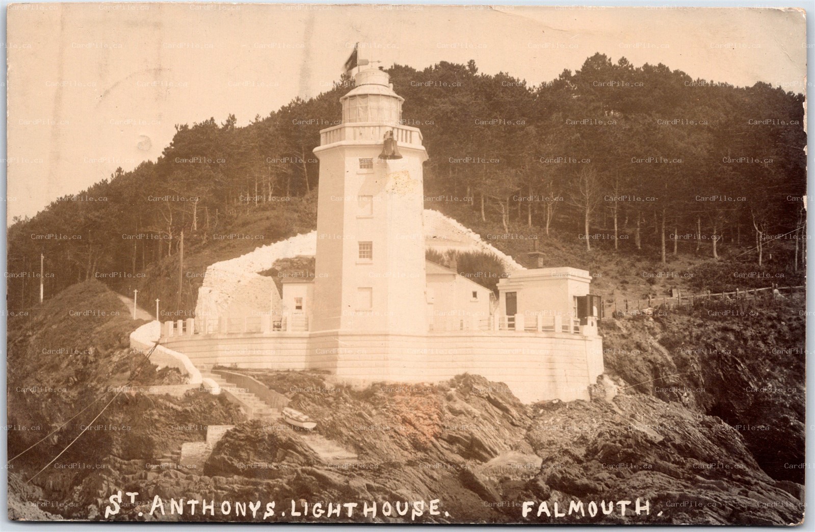Postcard RPPC c1908 Cornwall Falmouth St Anthony's Lighthouse by E. A. Osborne