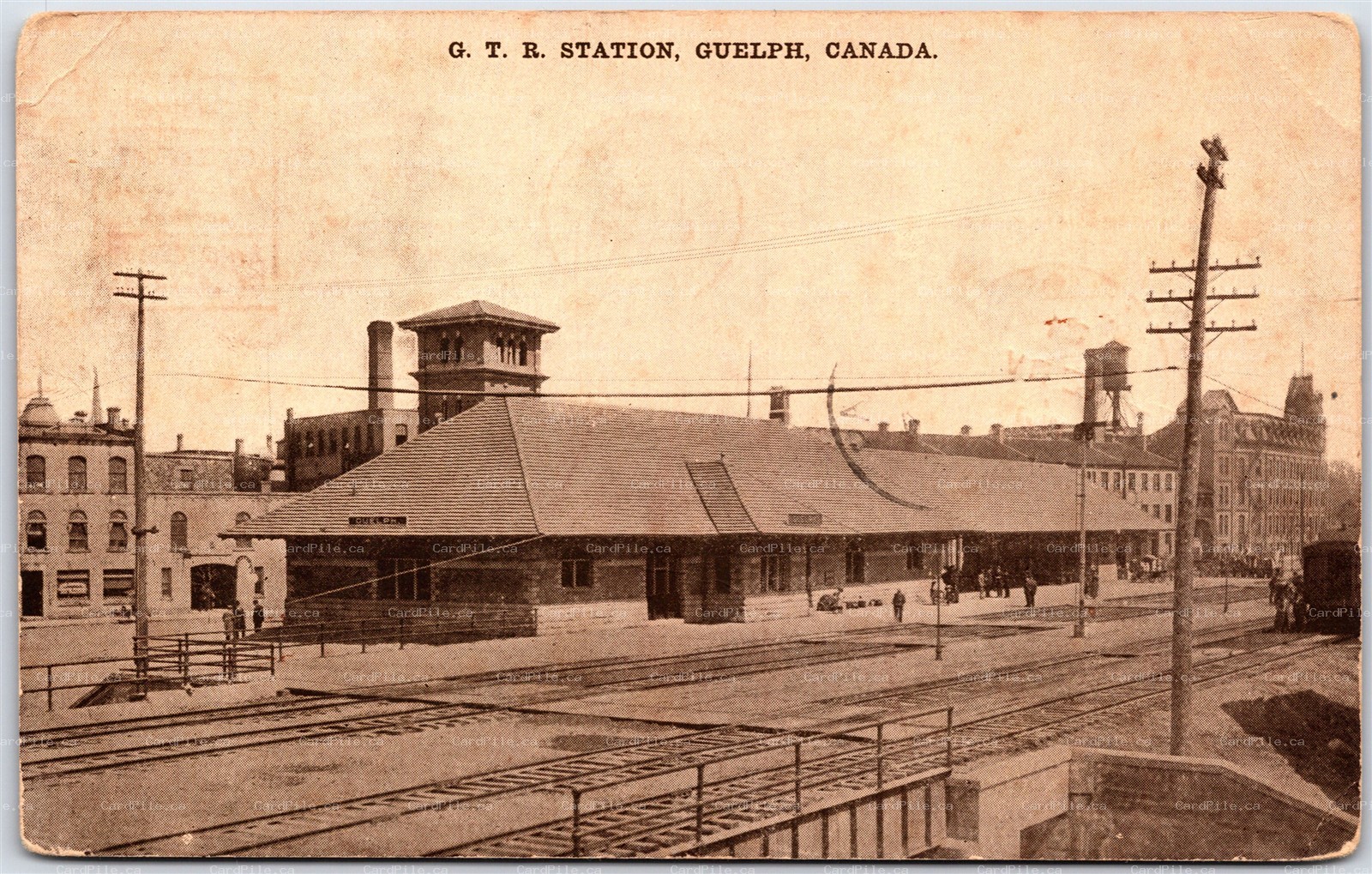 Postcard Guelph Ontario c1912 GTR Grand Trunk Railway Station by Warwick