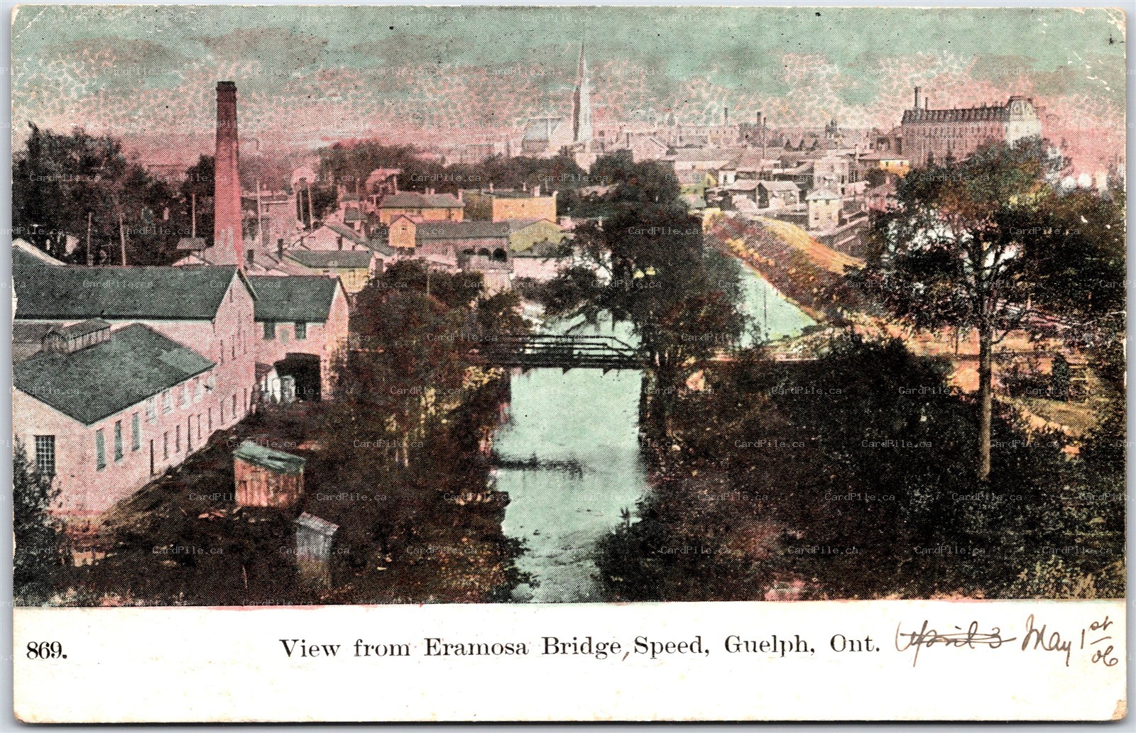 Postcard Guelph Ontario c1906 View From Eramosa Bridge by Knowles