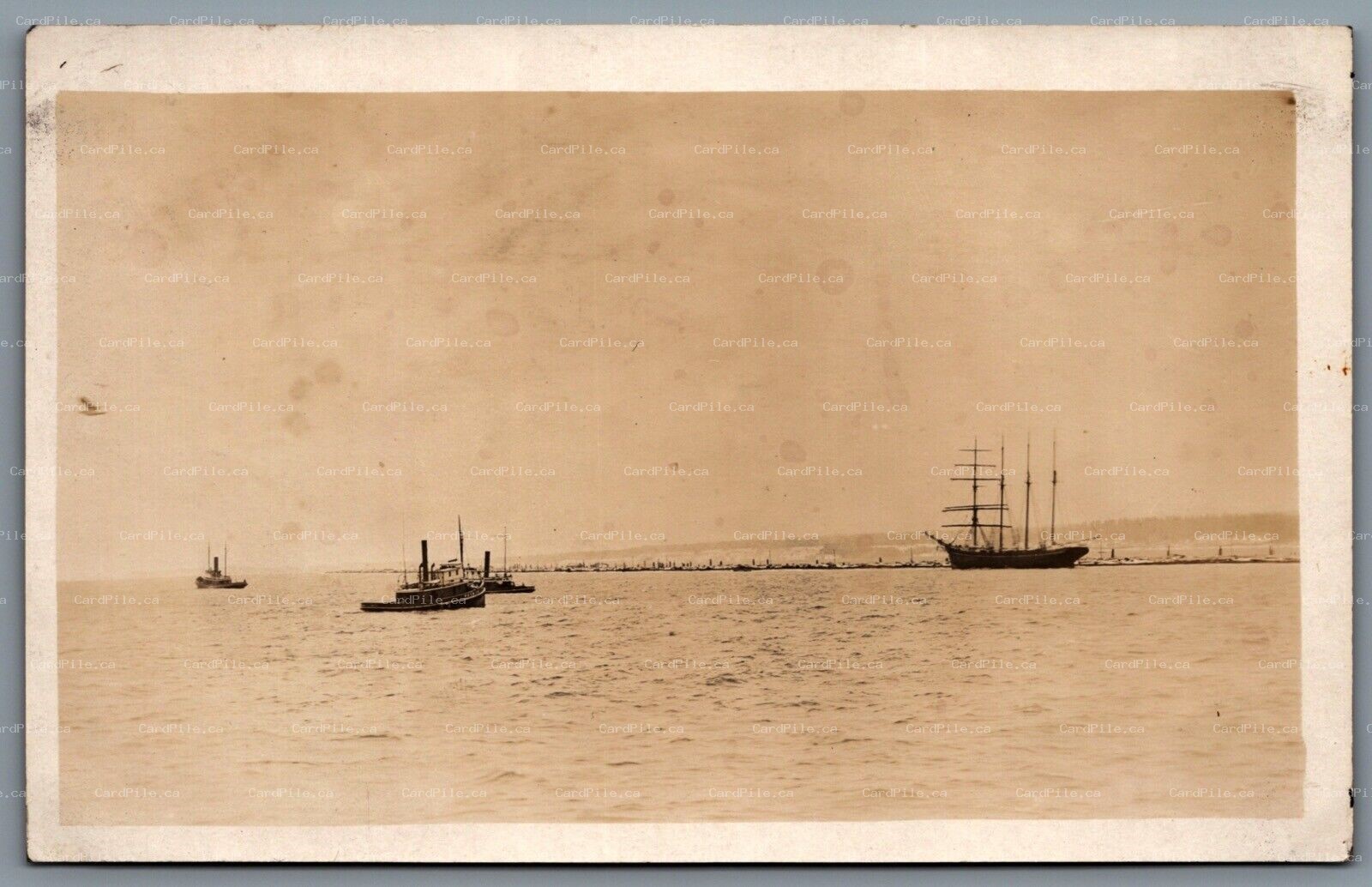 Postcard RPPC c1910s Washington Area Puget Sound Tug Boat/Barge Fishing Schooner