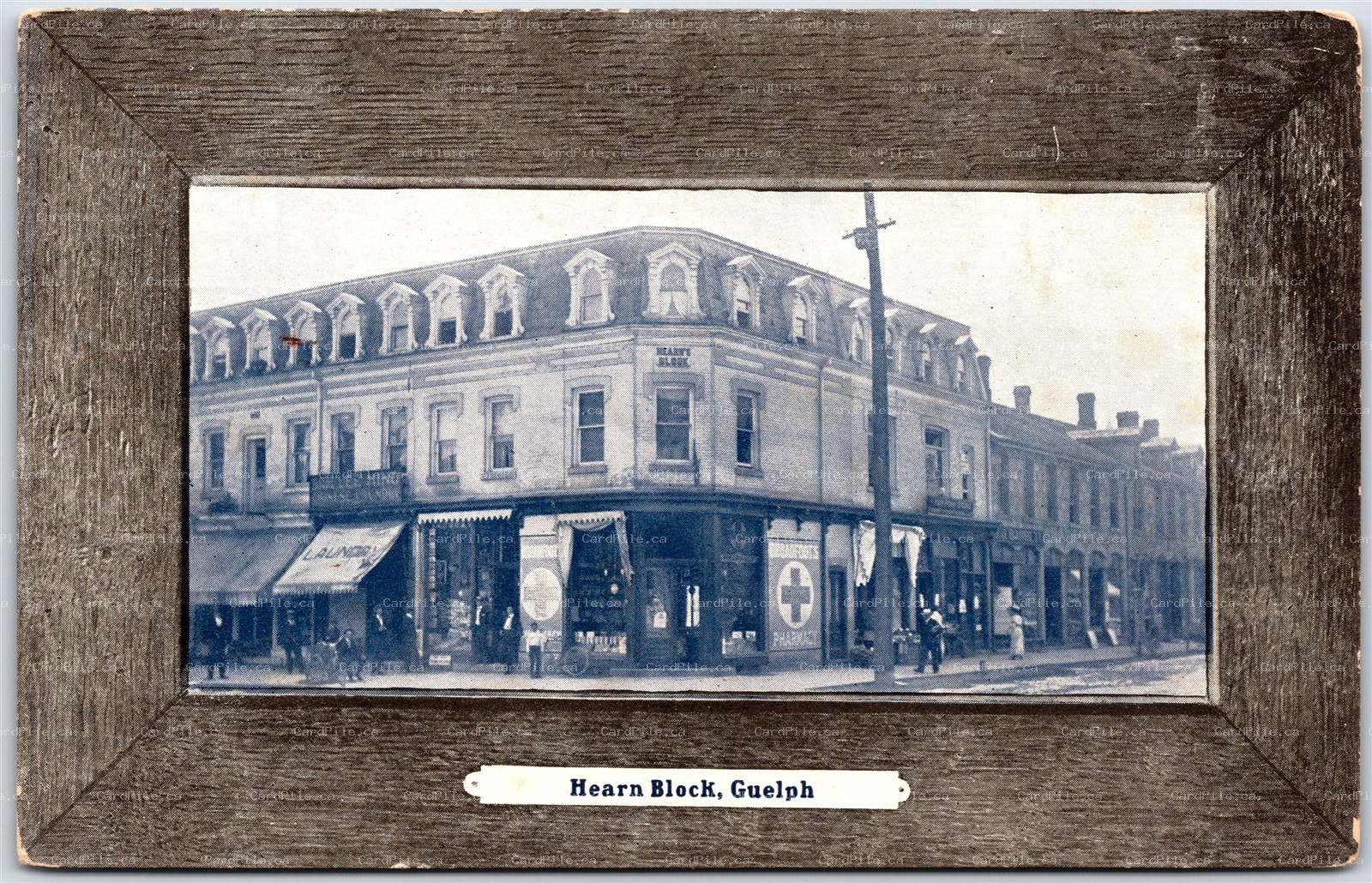 Postcard Guelph Ontario 1910s Hearn Blcok Pharmacy Store Fancy Border by Stedman