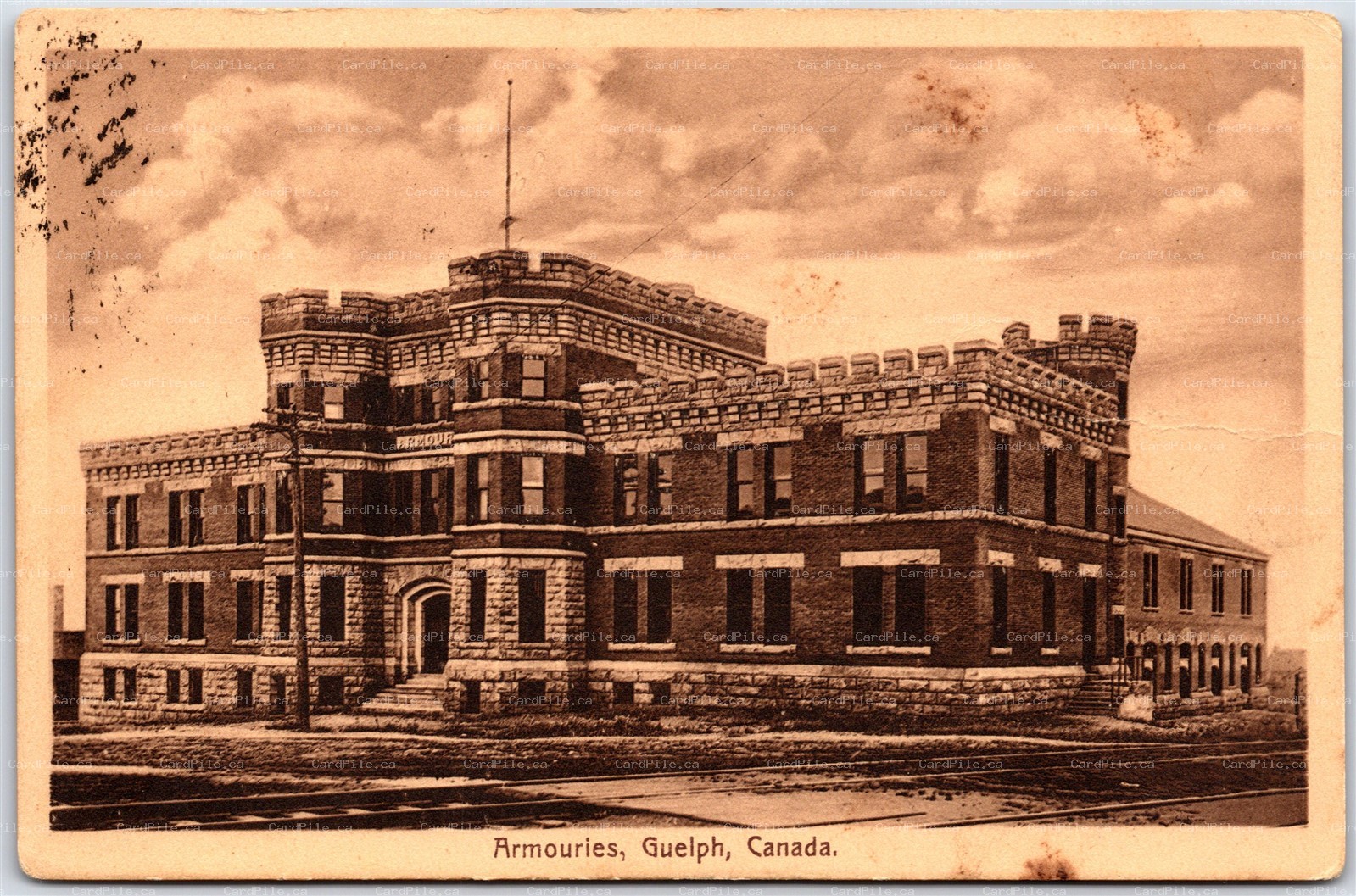 Postcard Guelph Ontario c1914 Armouries Split Ring Tyneside ONT by ISC