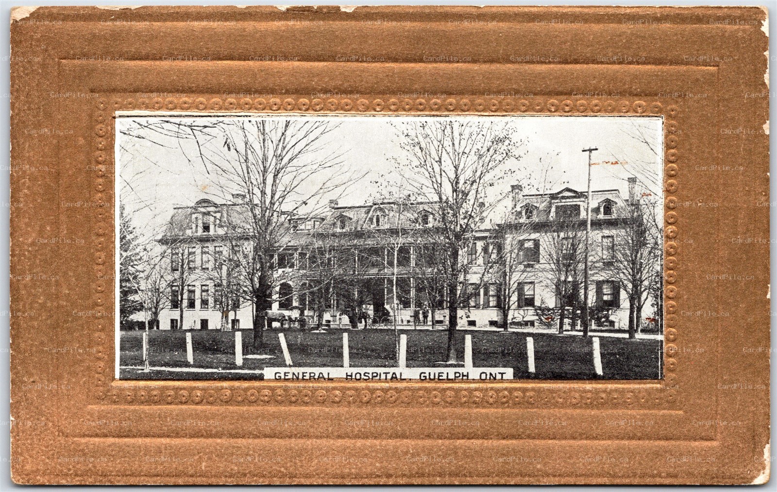 Postcard Guelph Ontario c1909 General Hospital Embossed Split Ring Moorefield