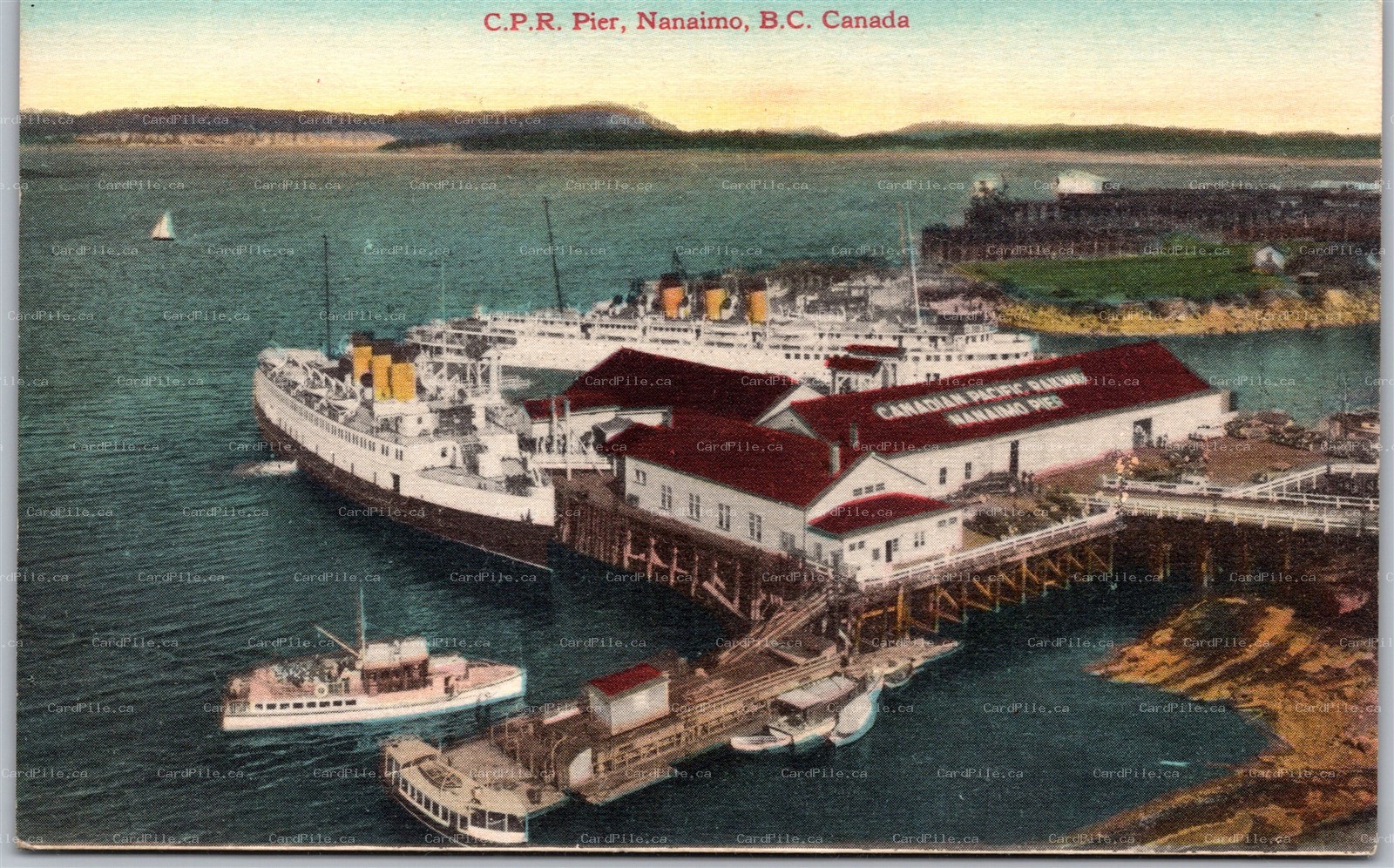 Postcard Nanaimo British Columbia c1910s CPR Pier Steamships by Coast Publishing