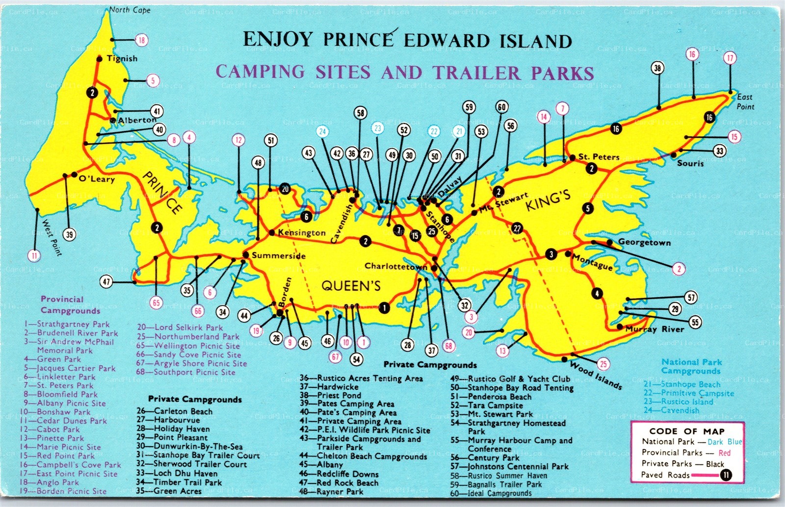 Postcard Prince Edward Island Camping Sites and Trailer Parks Map View Vanlife