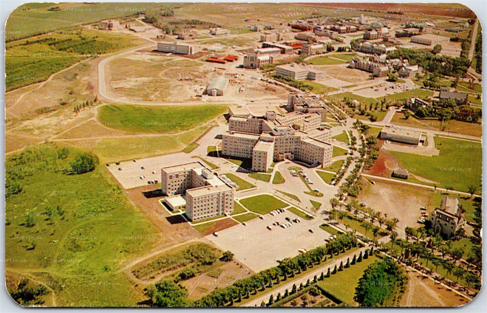 Postcard Saskatoon Sask. 1960s Aerial View University Hospital & Nurse Residence