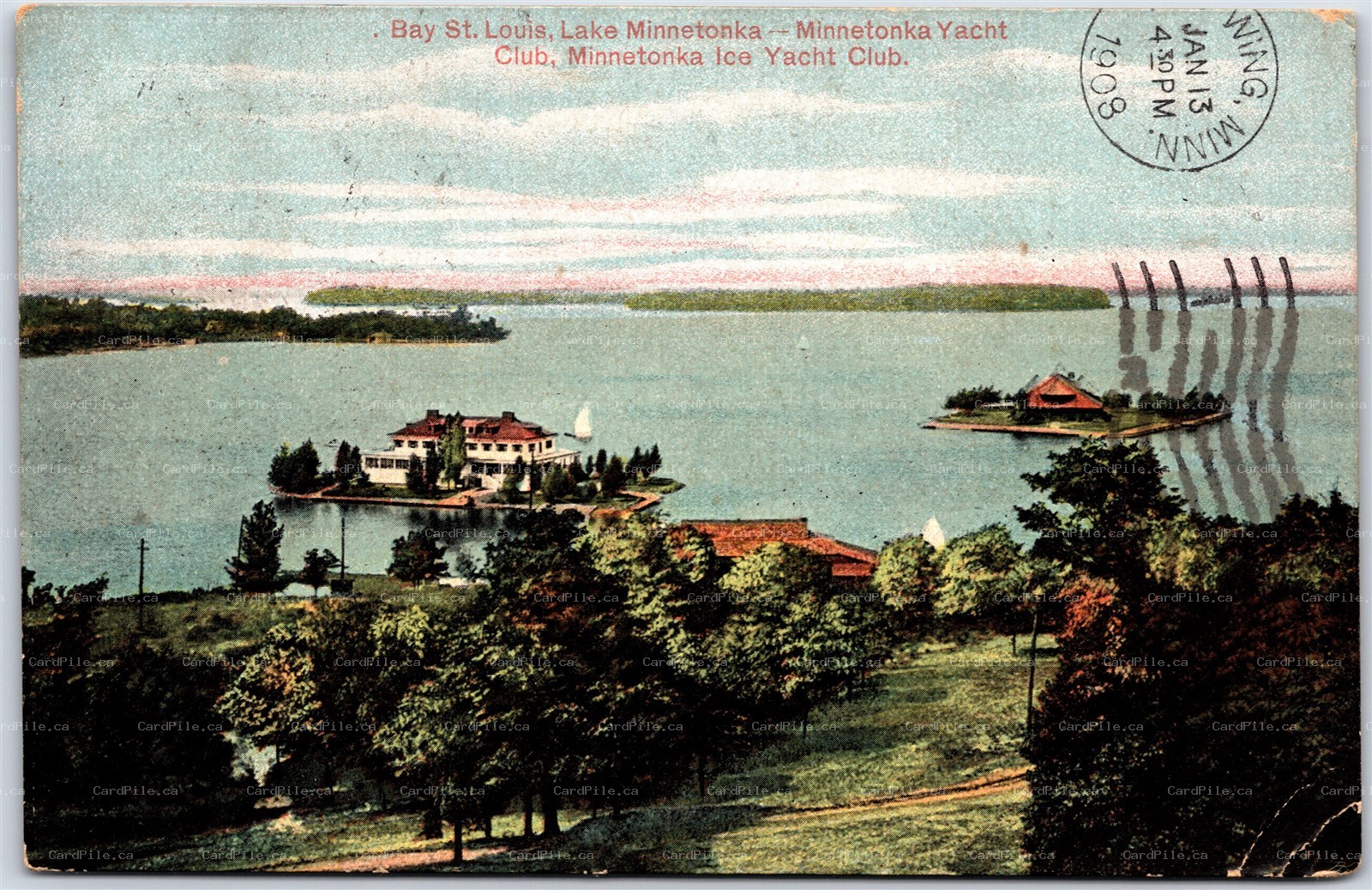 Postcard Bay St. Louis Lake Minnetonka MN c1908 Ice Yacht Club by Macfarlane