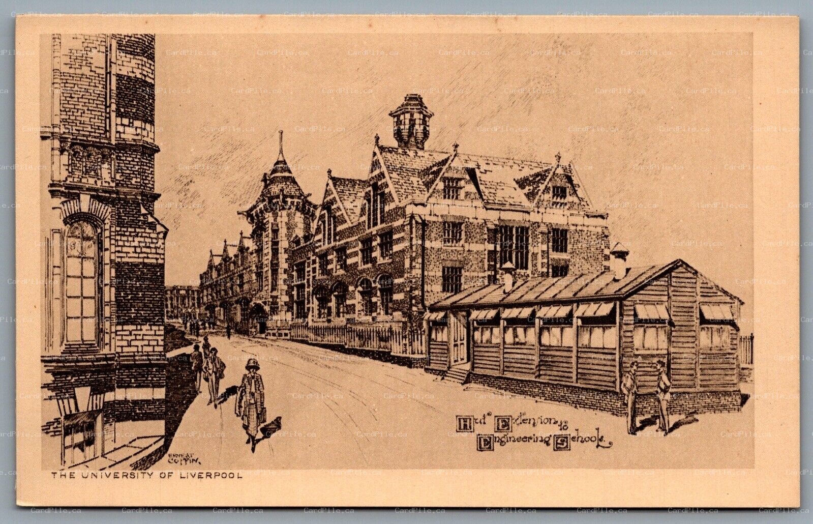 Postcard UK c1920s University of Liverpool Hut Extension Engineering Schools