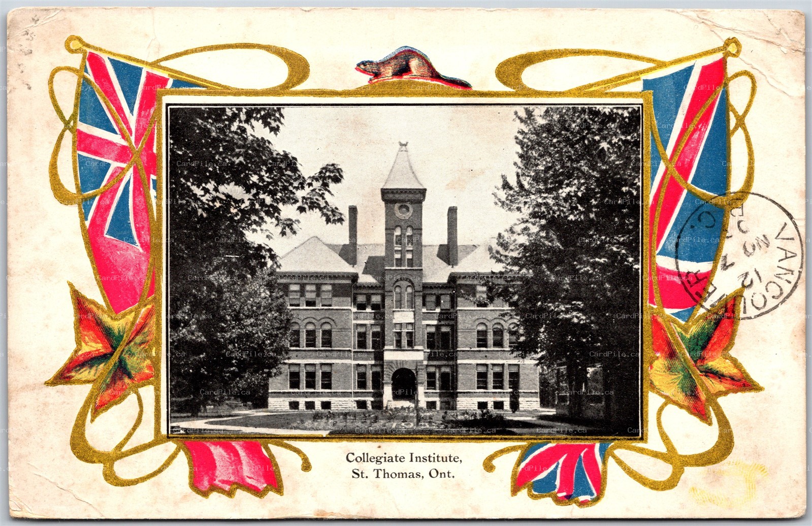 Postcard St.Thomas Ontario c1905 Collegiate Institute by A. Talbot *as is*
