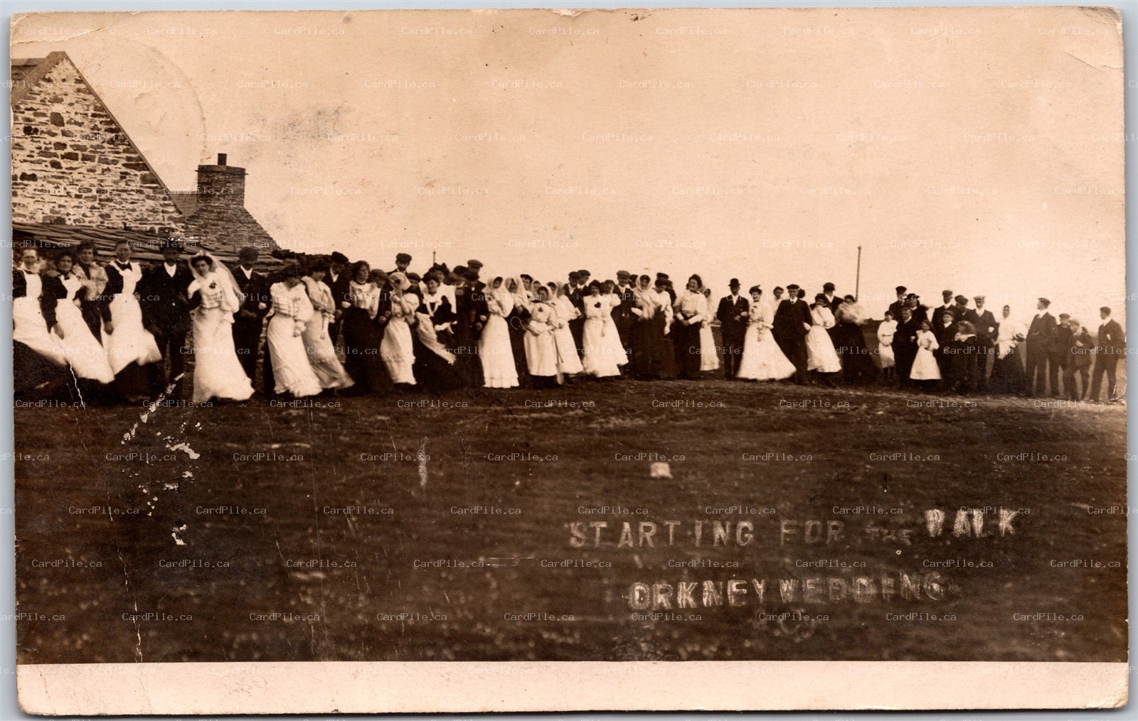 Postcard RPPC c1907 Orkney Scotland Birsay Wedding Starting For The Walk