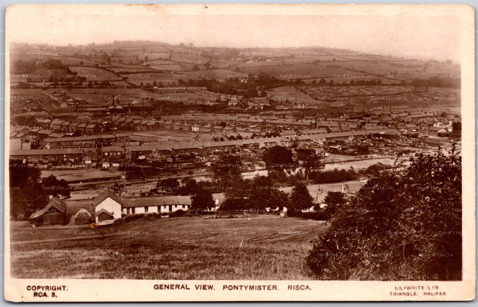 Postcard RPPC Pontymister Risca Wales England General View by Lilywhite