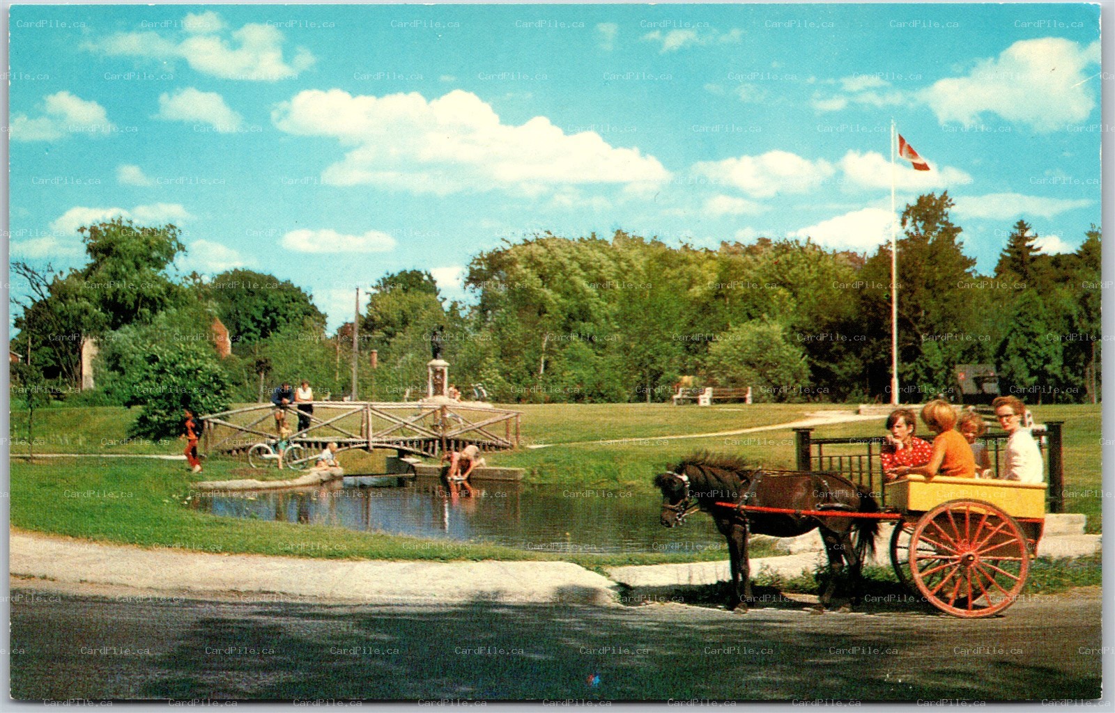 Postcard Georgetown Ontario c1960s Rememberance Park Pony Cart Halton Hills