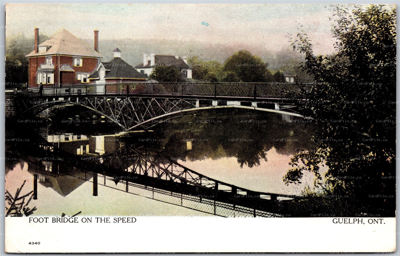 Postcard Guelph Ontario Foot Bridge on The Speed Wellington County by Warick
