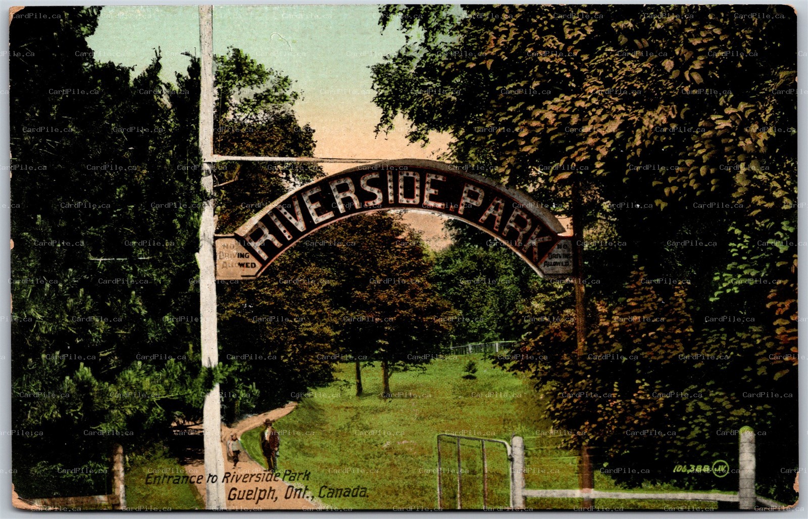 Postcard Guelph Ontario c1912 Entrance to Riverside Park Wellington County