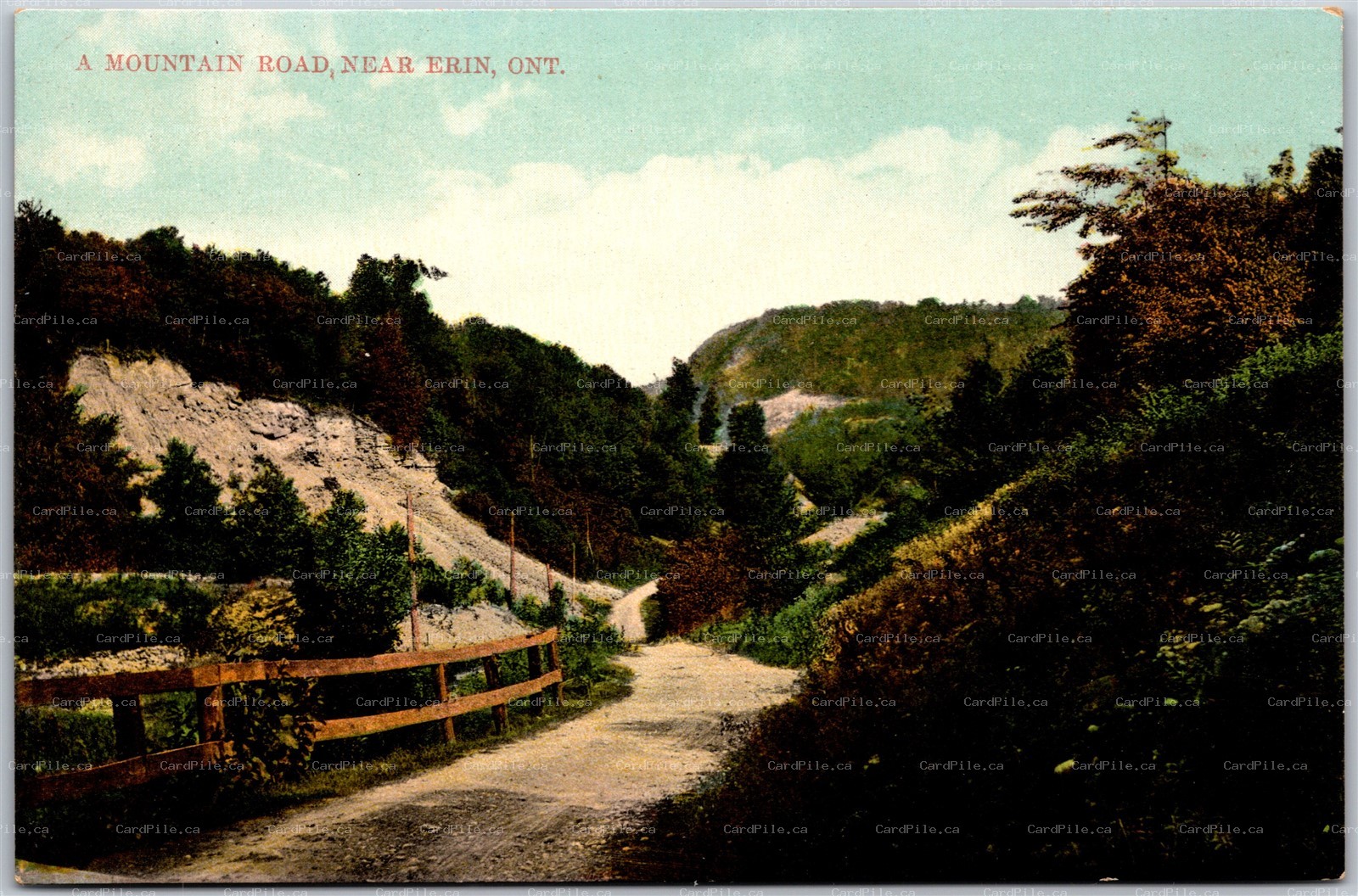 Postcard Erin Ontario c1910s A Mountain Road Wellington County by Dr. H. Gear