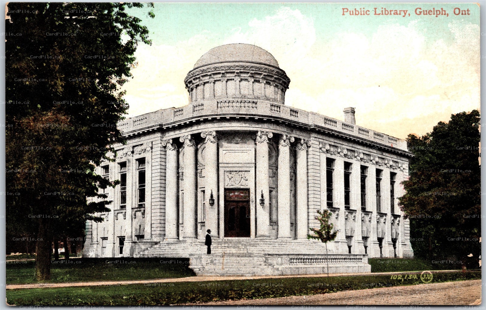 Postcard Guelph Ontario c1910s Public Library Wellington County by A. B. Petrie