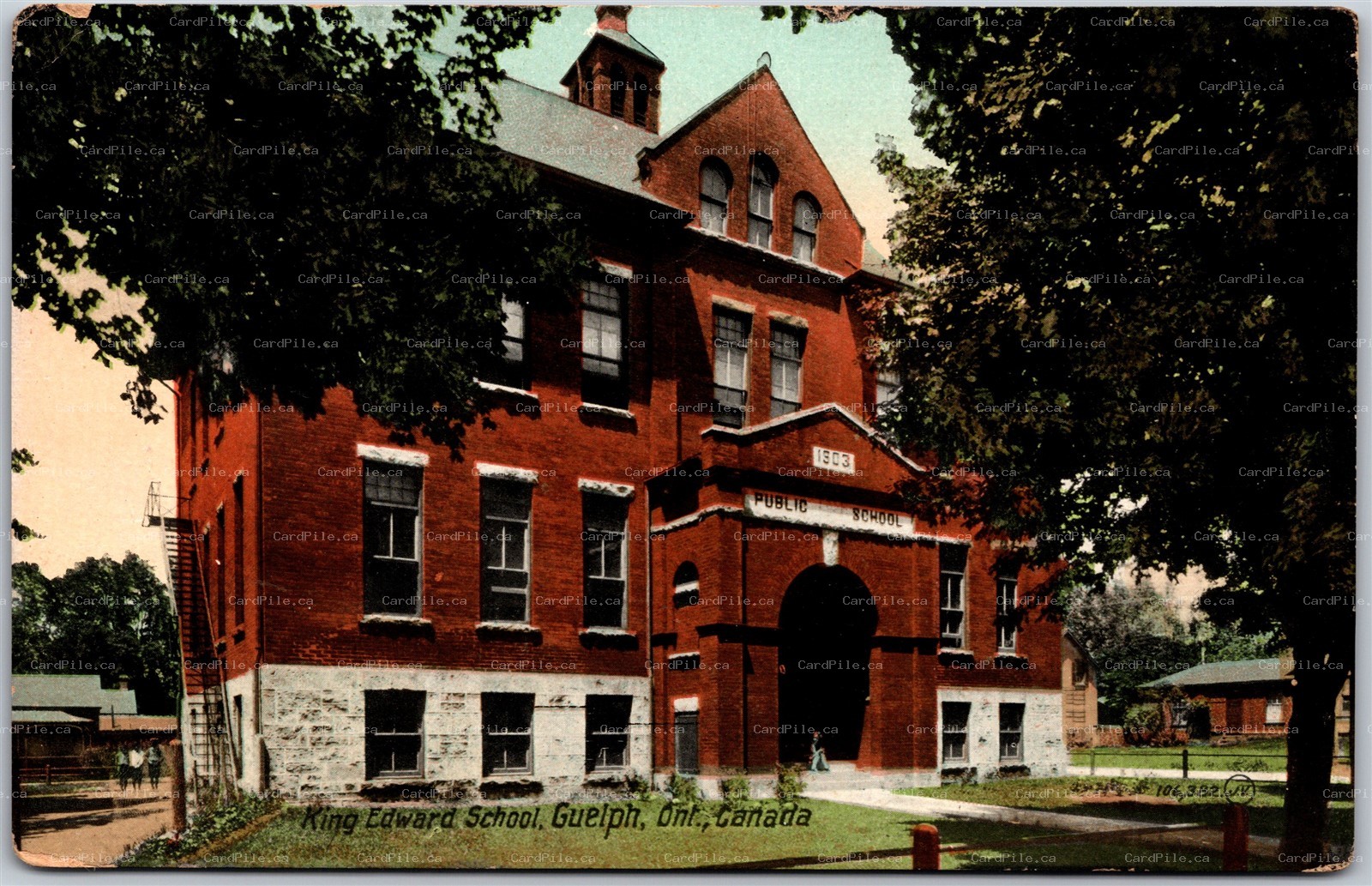 Postcard Guelph Ontario c1911 King Edward School Wellington County by Valentines