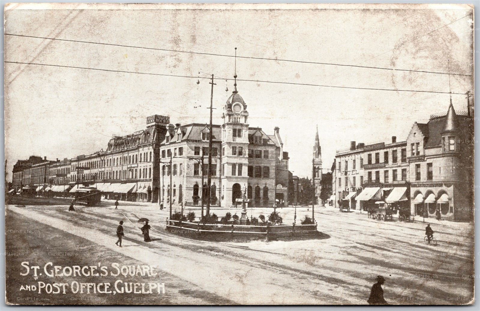 Postcard Guelph Ontario c1910s St. George's Square and Post OFfice 
