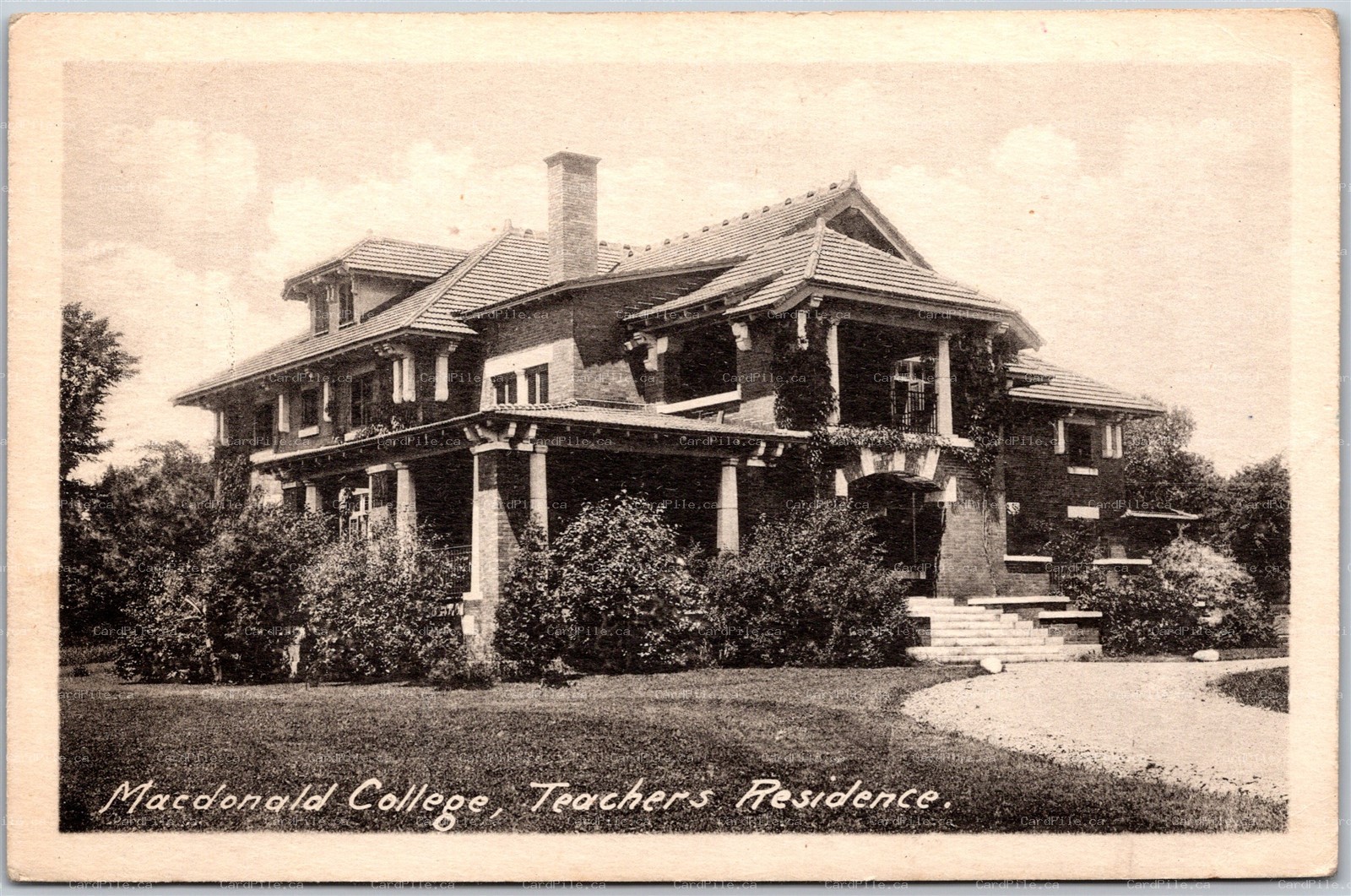 Postcard Guelph Ontario Macdonald College OAC Teachers Residence by Heliotype