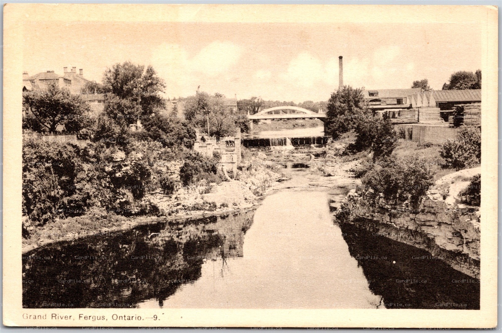 Postcard Fergus Ontario c1940s Grand River Scenic View Wellington County by PECO