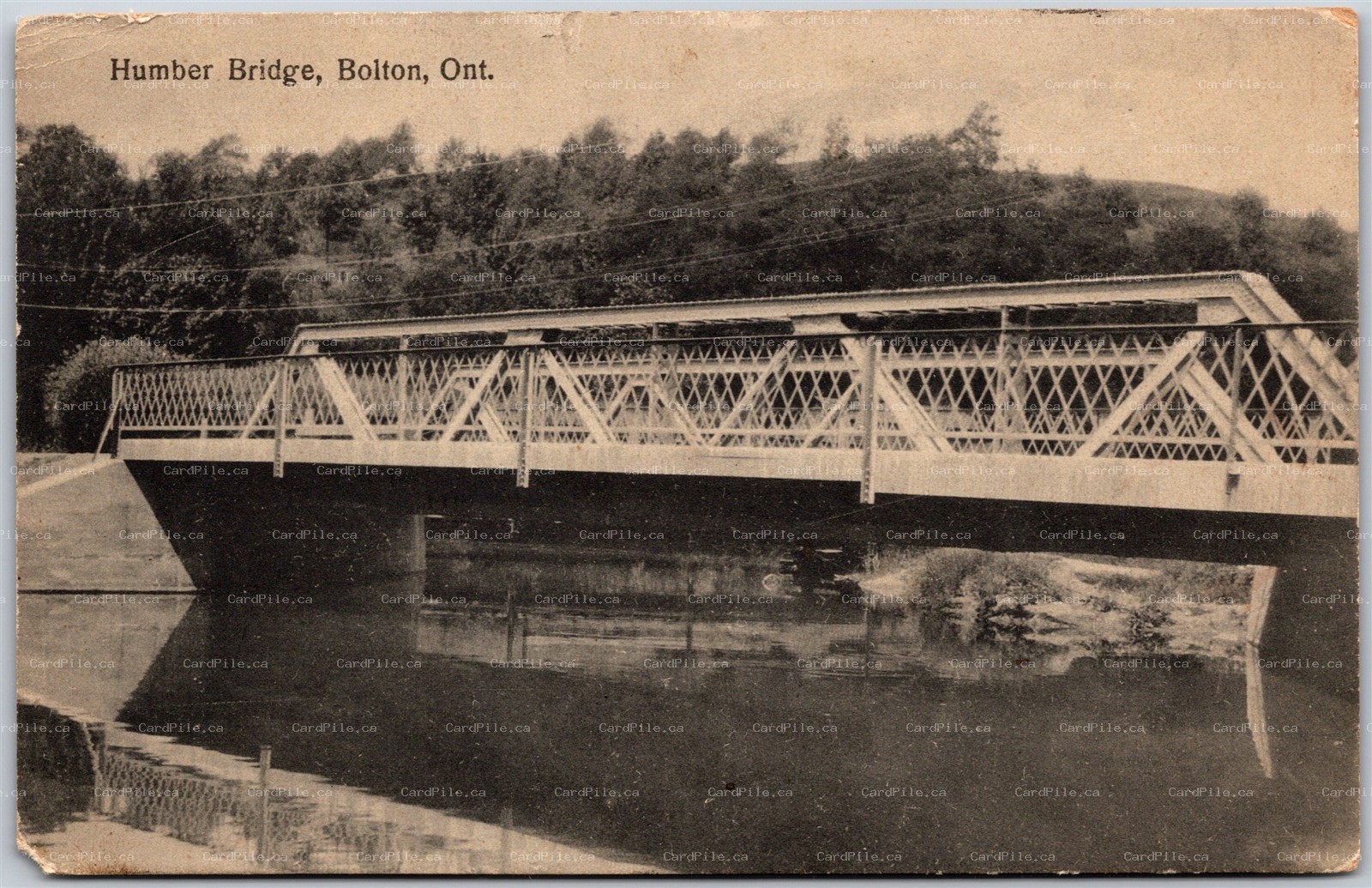 Postcard Bolton Ontario c1938 Humber Bridge Peel Region by Rumsey