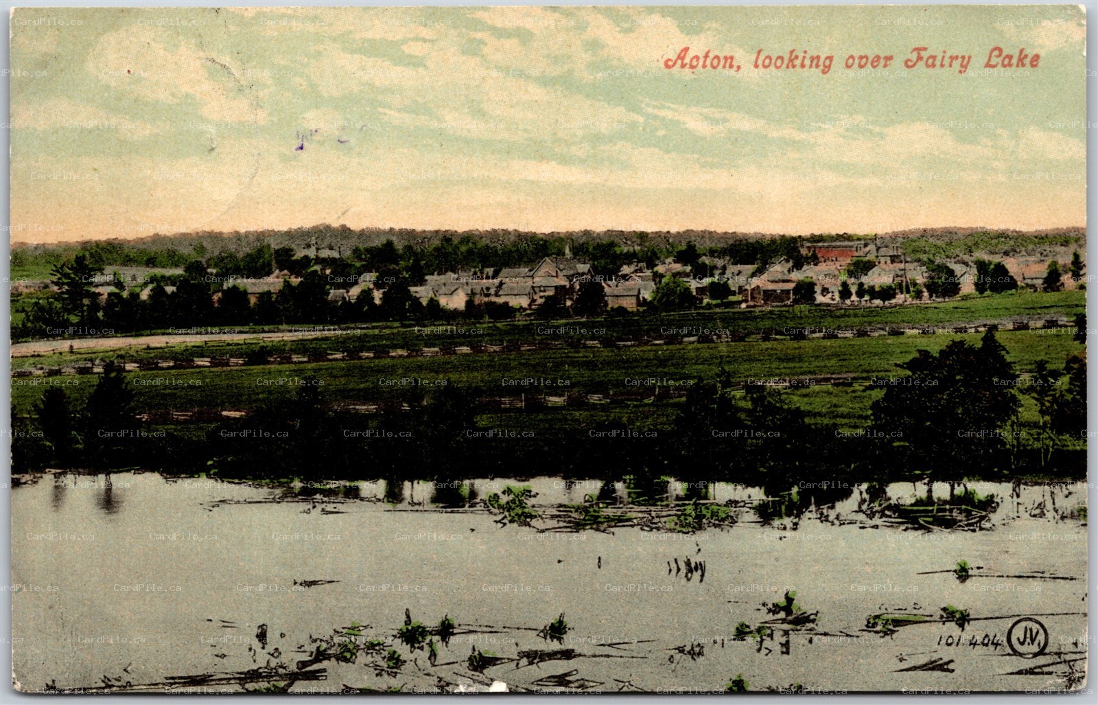 Postcard Acton Ontario c1907 Looking Over Fairy Lake Scenic View Halton Region
